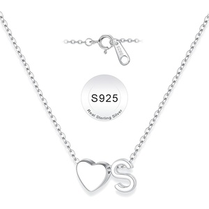 Turandoss S925 Sterling Silver Initial Necklaces for Girls, Dainty S925 Sterling Silver Tiny Heart Initial A-Z Necklaces Trendy Personalized Birthday Jewelry Gifts for Women Teen Girls(S)