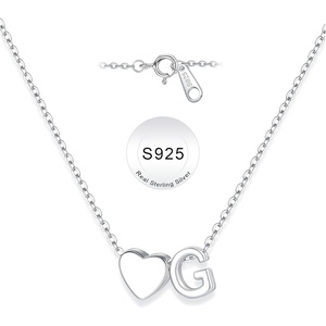 Turandoss S925 Sterling Silver Initial Necklaces for Girls, Dainty S925 Sterling Silver Tiny Heart Initial A-Z Necklaces Trendy Personalized Birthday Jewelry Gifts for Women Teen Girls(G)