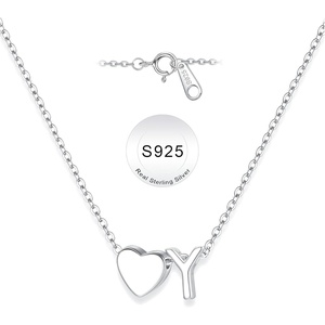 Turandoss S925 Sterling Silver Initial Necklaces for Girls, Dainty S925 Sterling Silver Tiny Heart Initial A-Z Necklaces Trendy Personalized Birthday Jewelry Gifts for Women Teen Girls(Y)