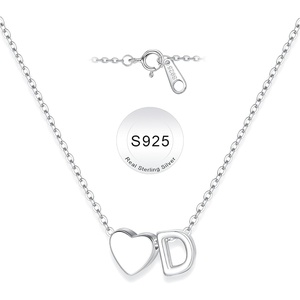 Turandoss S925 Sterling Silver Initial Necklaces for Girls, Dainty S925 Sterling Silver Tiny Heart Initial A-Z Necklaces Trendy Personalized Birthday Jewelry Gifts for Women Teen Girls(D)