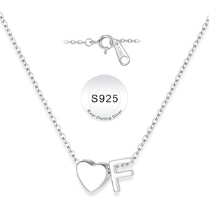 Turandoss S925 Sterling Silver Initial Necklaces for Girls, Dainty S925 Sterling Silver Tiny Heart Initial A-Z Necklaces Trendy Personalized Birthday Jewelry Gifts for Women Teen Girls(F)