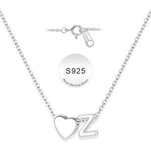 Turandoss S925 Sterling Silver Initial Necklaces for Girls, Dainty S925 Sterling Silver Tiny Heart Initial A-Z Necklaces Trendy Personalized Birthday Jewelry Gifts for Women Teen Girls(Z)