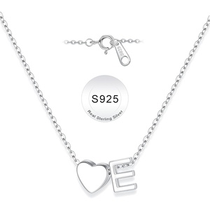 Turandoss S925 Sterling Silver Initial Necklaces for Girls, Dainty S925 Sterling Silver Tiny Heart Initial A-Z Necklaces Trendy Personalized Birthday Jewelry Gifts for Women Teen Girls(E)