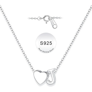 Turandoss S925 Sterling Silver Initial Necklaces for Girls, Dainty S925 Sterling Silver Tiny Heart Initial A-Z Necklaces Trendy Personalized Birthday Jewelry Gifts for Women Teen Girls(J)