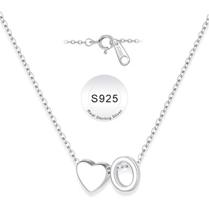 Turandoss S925 Sterling Silver Initial Necklaces for Girls, Dainty S925 Sterling Silver Tiny Heart Initial A-Z Necklaces Trendy Personalized Birthday Jewelry Gifts for Women Teen Girls(O)