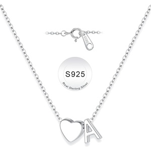 Turandoss S925 Sterling Silver Initial Necklaces for Girls, Dainty S925 Sterling Silver Tiny Heart Initial A-Z Necklaces Trendy Personalized Birthday Jewelry Gifts for Women Teen Girls(A.)