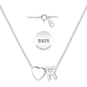 Turandoss S925 Sterling Silver Initial Necklaces for Girls, Dainty S925 Sterling Silver Tiny Heart Initial A-Z Necklaces Trendy Personalized Birthday Jewelry Gifts for Women Teen Girls(R)