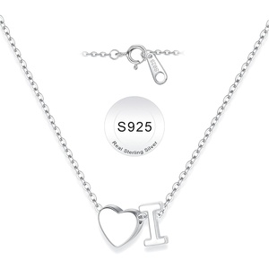 Turandoss S925 Sterling Silver Initial Necklaces for Girls, Dainty S925 Sterling Silver Tiny Heart Initial A-Z Necklaces Trendy Personalized Birthday Jewelry Gifts for Women Teen Girls(I)