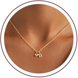 Turandoss Heart Initial Necklaces for Girls Teen Girls – 14K Gold Plated Dainty Cute Heart Initial Letter Pendant Necklace Trendy Jewelry Personalized Birthday Gifts for Daughter(A.)