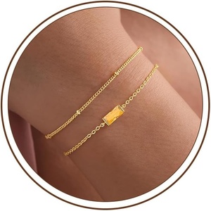 Turandoss Birthstone Bracelets for Women Teen Girls – Dainty 14K Gold Plated Green Emerald Birthstone Bracelets Stack Jewelry Birthday Gifts for Women(11.November(Citrine))