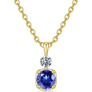 Turandoss Birthstone Necklaces for Women – Dainty 14K Gold Plated Created 1-12 Month Birthstone Pendant Necklace Gemstone Birthday Jewelry Gifts for Wife Her(09-Sep-Lab Sapphire)
