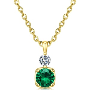 Turandoss Birthstone Necklaces for Women – Dainty 14K Gold Plated Created 1-12 Month Birthstone Pendant Necklace Gemstone Birthday Jewelry Gifts for Wife Her(05-May-Lab Emerald)