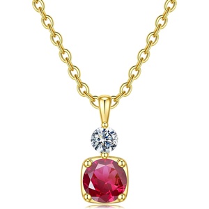 Turandoss Birthstone Necklaces for Women – Dainty 14K Gold Plated Created 1-12 Month Birthstone Pendant Necklace Gemstone Birthday Jewelry Gifts for Wife Her(07-Jul-Lab Ruby)