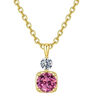 Turandoss Birthstone Necklaces for Women – Dainty 14K Gold Plated Created 1-12 Month Birthstone Pendant Necklace Gemstone Birthday Jewelry Gifts for Wife Her(10-Oct-Lab Pink Tourmaline)