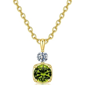Turandoss Birthstone Necklaces for Women – Dainty 14K Gold Plated Created 1-12 Month Birthstone Pendant Necklace Gemstone Birthday Jewelry Gifts for Wife Her(08-Aug-Lab Peridot)