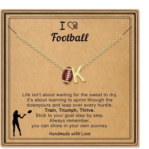 Turandoss Sports Initial A-Z Pendant Necklaces for Women Sports Fans | Dainty 14K Gold Plated Letter A-Z Soccer Football Softball Volleyball Basketball Necklace Jewelry Gifts for Sports Fans(Football-K)