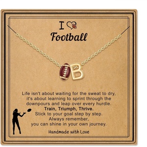Turandoss Sports Initial A-Z Pendant Necklaces for Women Sports Fans | Dainty 14K Gold Plated Letter A-Z Soccer Football Softball Volleyball Basketball Necklace Jewelry Gifts for Sports Fans(Football-B)
