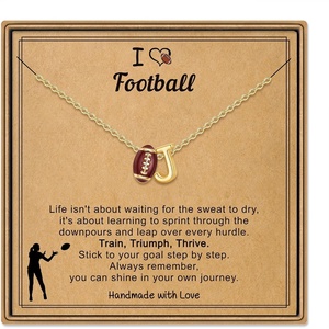 Turandoss Sports Initial A-Z Pendant Necklaces for Women Sports Fans | Dainty 14K Gold Plated Letter A-Z Soccer Football Softball Volleyball Basketball Necklace Jewelry Gifts for Sports Fans(Football-J)