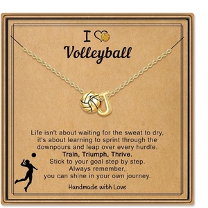 Turandoss Sports Initial A-Z Pendant Necklaces for Women Sports Fans | Dainty 14K Gold Plated Letter A-Z Soccer Football Softball Volleyball Basketball Necklace Jewelry Gifts for Sports Fans(Volleyball-J)