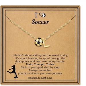Turandoss Sports Initial A-Z Pendant Necklaces for Women Sports Fans | Dainty 14K Gold Plated Letter A-Z Soccer Football Softball Volleyball Basketball Necklace Jewelry Gifts for Sports Fans(Soccer-L)