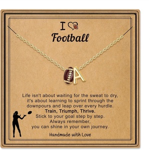 Turandoss Sports Initial A-Z Pendant Necklaces for Women Sports Fans | Dainty 14K Gold Plated Letter A-Z Soccer Football Softball Volleyball Basketball Necklace Jewelry Gifts for Sports Fans(Football-A)