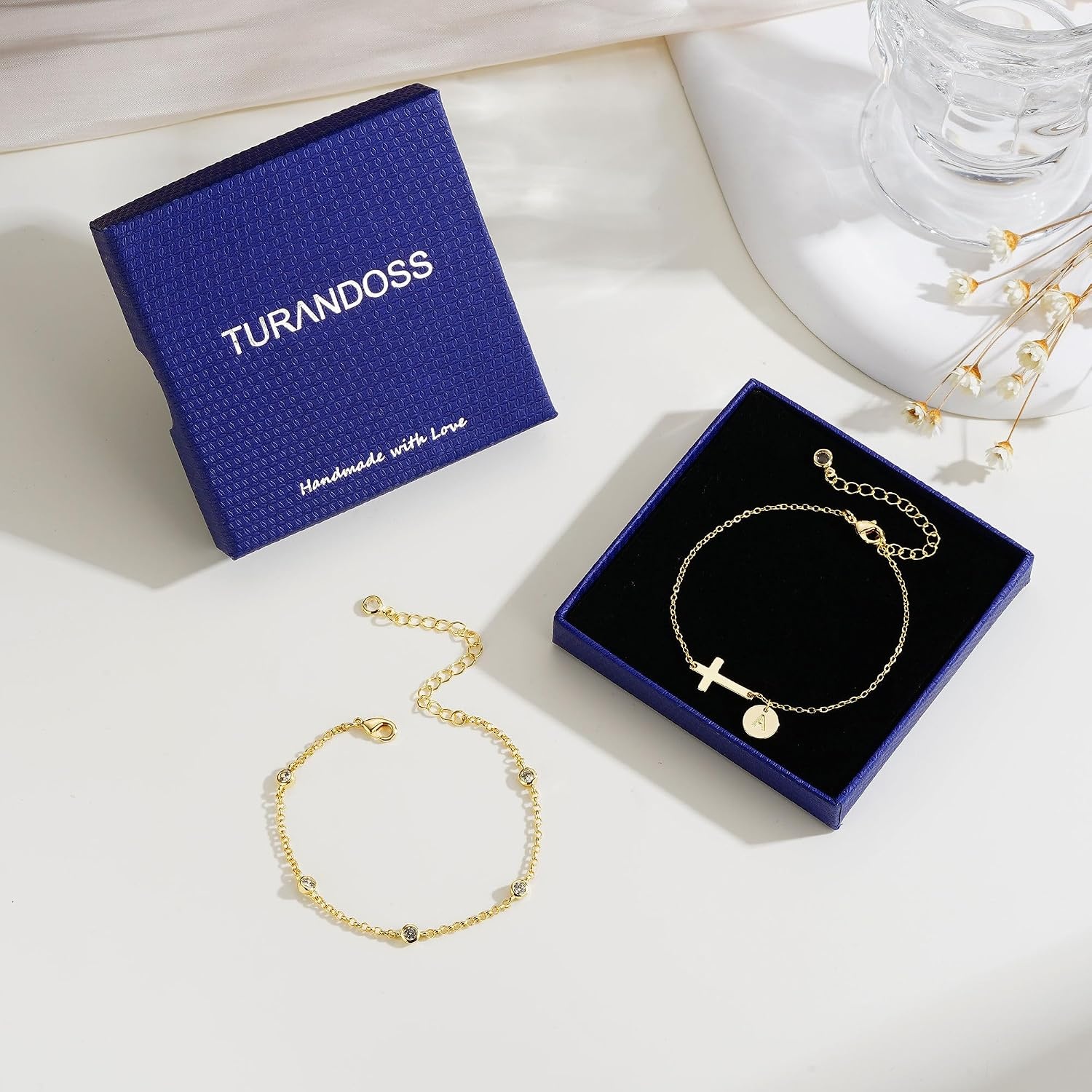 image:imageCross Initial Bracelets for Girls Birthday Faith Jewelry Gifts Dainty 14K Gold Plated Layered Cross Letter A Z Pendant Bracelet Baptism Religious Jewelry Birthday Gifts for Teen GirlsGoldQ