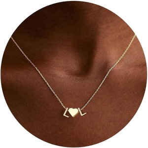 Turandoss Initial Heart Necklace for Teen Girls Gifts Trendy Stuff(L+L)