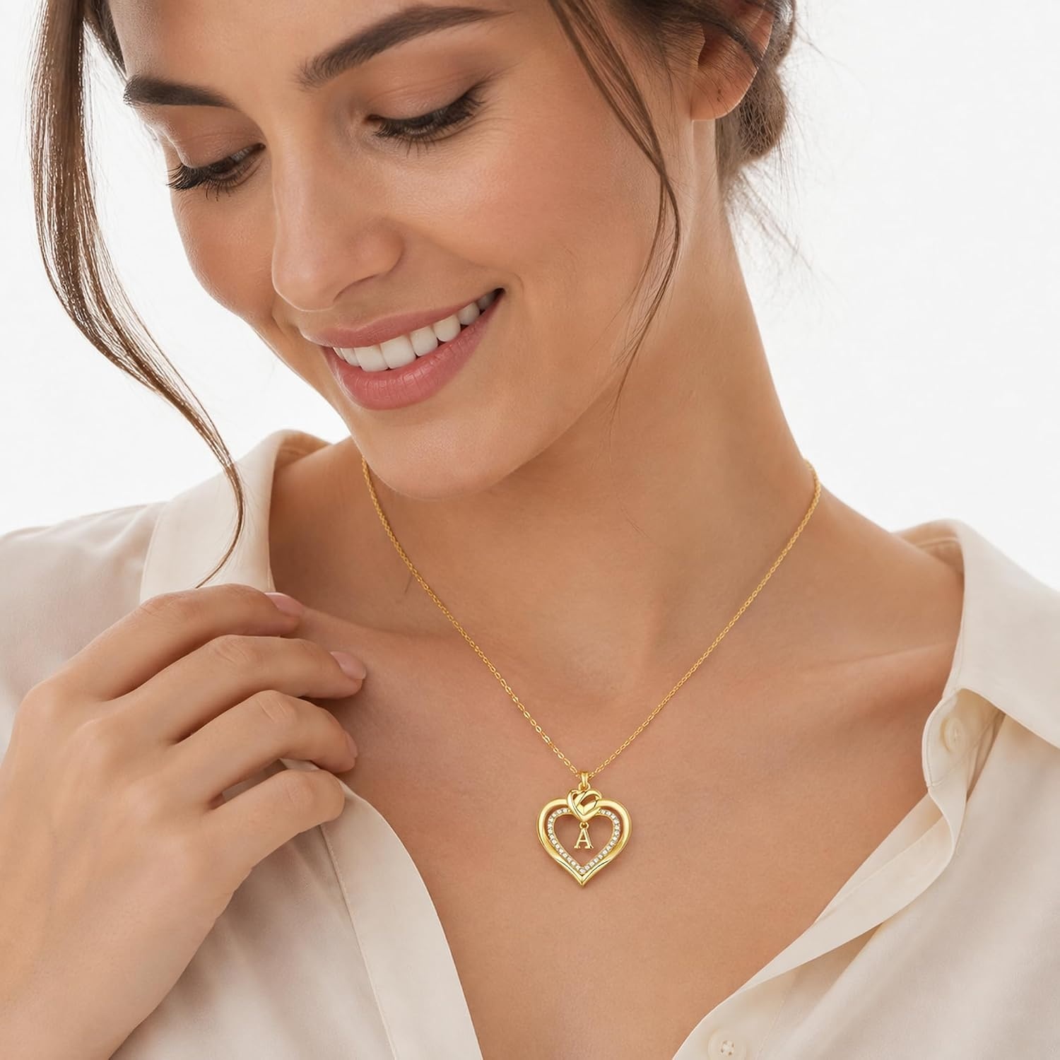 image:imageTurandoss Initial Heart Necklace for Teen Girls Gifts Trendy StuffN
