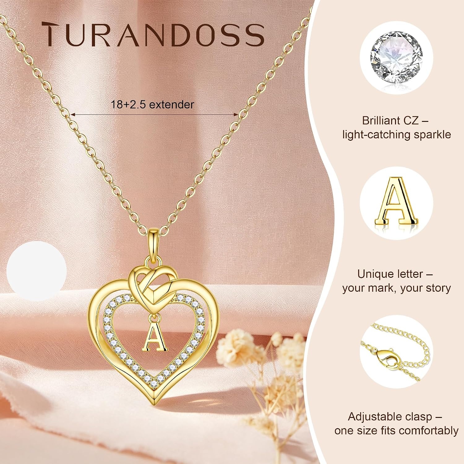 image:imageTurandoss Initial Heart Necklace for Teen Girls Gifts Trendy StuffN